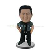 Personalized custom man with tie bobbleheads