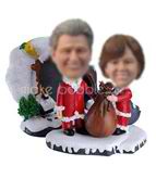 Personalized custom Santa Couple bobbleheads