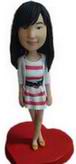 Girl bobble head doll with Stripe Shirt