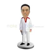 Personalized white suit bobbleheads