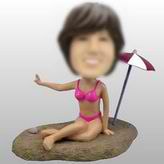 Sandy beach sexy female bobble head doll