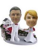 Wedding bobblehead  - white suit with red roses