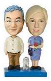 Couple bobble head doll with small pets