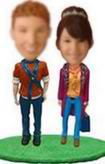 Casual couple bobble head doll