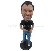 Custom man  bobbleheads with black shirt