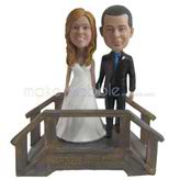 The couple stand on the bridge custom bobbleheads