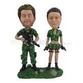 The man and the woman are soldiers custom bobbleheads