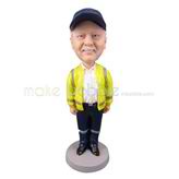 The man dresses in the overall custom bobbleheads