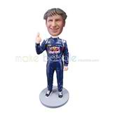 The man gestures custom bobbleheads