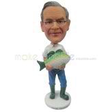 The man holds a fish custom bobbleheads