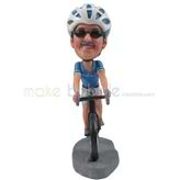 Custom man bobbleheads with a bicycle