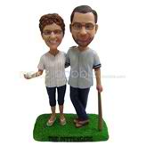 Custom couple baseball player bobbleheads