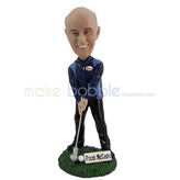 The man takes a golf club custom bobbleheads