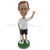 The man takes a golf club custom bobbleheads