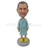 The man wears a bathrobe custom bobbleheads