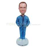 The man wears a jeans custom bobbleheads