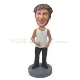 The man wears a necklace on neck custom bobbleheads