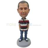 The man wears a striped dress custom bobbleheads