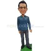 Custom man bobbleheads wears his jean