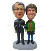 The old couple both  wear glasses custom bobbleheads