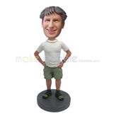 Custom white man smiles bobbleheads