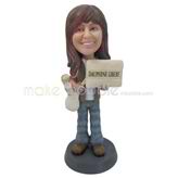 The woman carries a bag custom bobbleheads