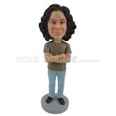 The woman hands clasped on her chest custom bobbleheads