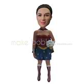  The woman holds a bouquet of flowers custom bobbleheads