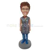 The woman smiles custom bobbleheads