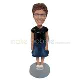 The woman smiles custom bobbleheads