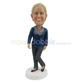 The woman smiles custom bobbleheads