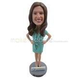 The woman stands on the stage custom bobbleheads