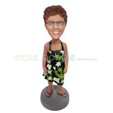 The woman wear a skirt with flowers custom bobbleheads