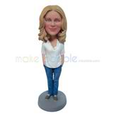 The woman with her hands in her pockets custom bobbleheads