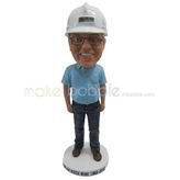 Custom man bobbleheads with white hat