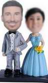 Wedding bobblehead with  blue wedding dress