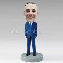 Personalized custom blue suit bobbleheads