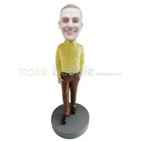 jaune figurines personnalisées chemise masculine