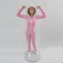 professionnels figurines personnalisées rose manteau de femmes