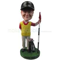 golfeur personnalisé personnalisé dans le chapeau avec des clubs de golf figurines