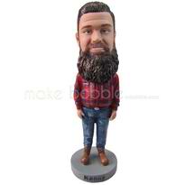 homme barbu personnalisé en chemise et jeans figurines