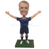 joueur de football de coutume de porter des chaussures de football blanc jersey de football bobblehead