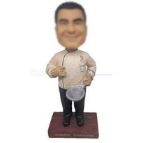 personnalisée portait chef cuisinier uniforme blanc bobblehead