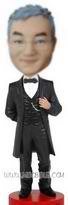 Personalized custom man in black wind coat bobblehead