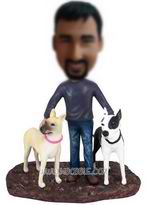 homme personnalisé personnalisé avec son animal de compagnie chiens deux figurines