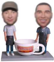 personnalisée deux hommes avec figurines de tasse à café