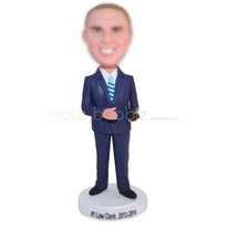 Male law clerk in blue suit custom bobbleheads