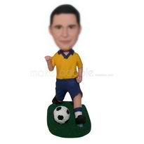 homme en ballon jaune personnalisés uniforme jeu de football figurines 