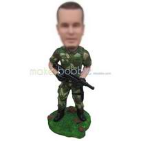 Soldier in army uniform holding a machine gun custom bobbleheads