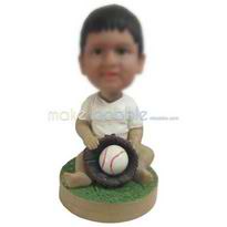 enfant mignon en T-shirt blanc jeu de baseball personnalisées figurines 